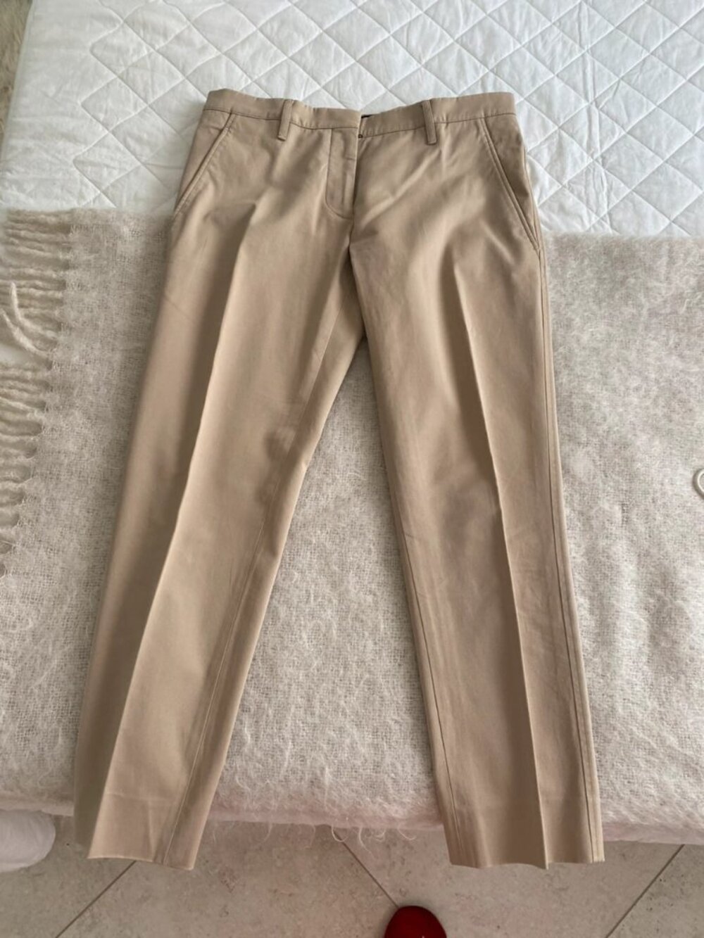 Beige Slim Fit Cigarette Pants Women's Size 40